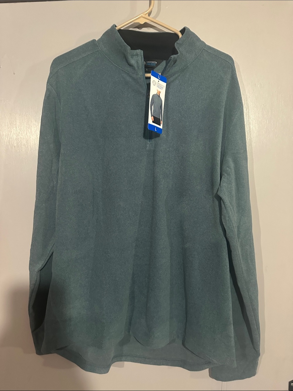 Mondetta Men's Zip-Up Fleece Pullover Teal Green